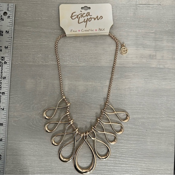 Erica Lyons shiny, gold toned, Infinity design bib necklace, statement piece. - Picture 5 of 10